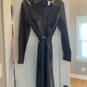 J.McLaughlin Women's Trouve Midi Dress  vegan leather dress. NWT